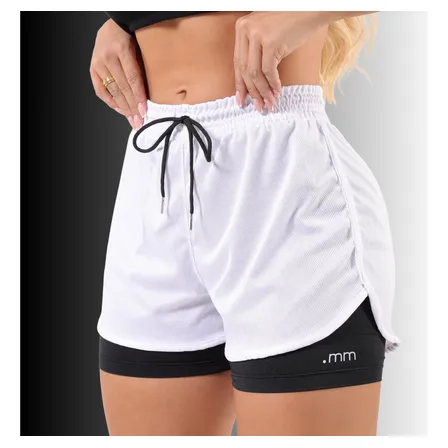 Short Duplo Compreensão Fitness Bermuda Academia Feminino