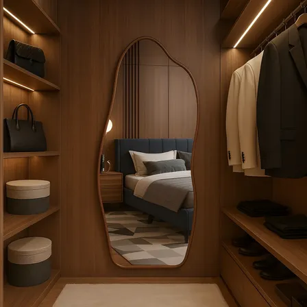 Espelho 100x50 Orgânico Corpo Inteiro Grande Moldur Caramelo Preto